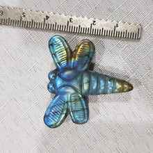 Load image into Gallery viewer, Dragonfly Labradorite Crystal Carving Stone 35mm 2 GREAT FLASH!
