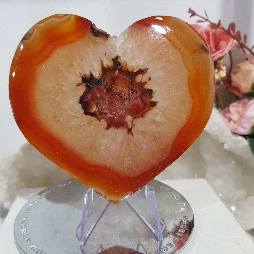 Carnelian Crystal Heart Carving Stone 95mm GORGEOUS 10