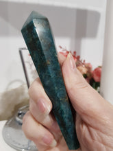 Load image into Gallery viewer, Apatite Sceptor on Silver Stand Crystal Carving Stone 155mm 1
