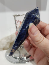 Load image into Gallery viewer, Sodalite Sceptor on Silver Stand Crystal Carving Stone 150mm 2
