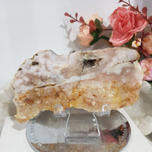 Load image into Gallery viewer, Pink Amethyst / Flower Agate Crystal Slab on Stand Stone 110mm 1  SPARKLES!
