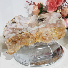 Load image into Gallery viewer, Pink Amethyst / Flower Agate Crystal Slab on Stand Stone 110mm 1  SPARKLES!
