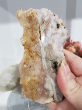 Load image into Gallery viewer, Pink Amethyst / Flower Agate Crystal Slab on Stand Stone 110mm 1  SPARKLES!
