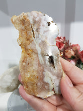 Load image into Gallery viewer, Pink Amethyst / Flower Agate Crystal Slab on Stand Stone 110mm 1  SPARKLES!
