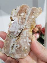 Load image into Gallery viewer, Pink Amethyst / Flower Agate Crystal Slab on Stand Stone 110mm 1  SPARKLES!
