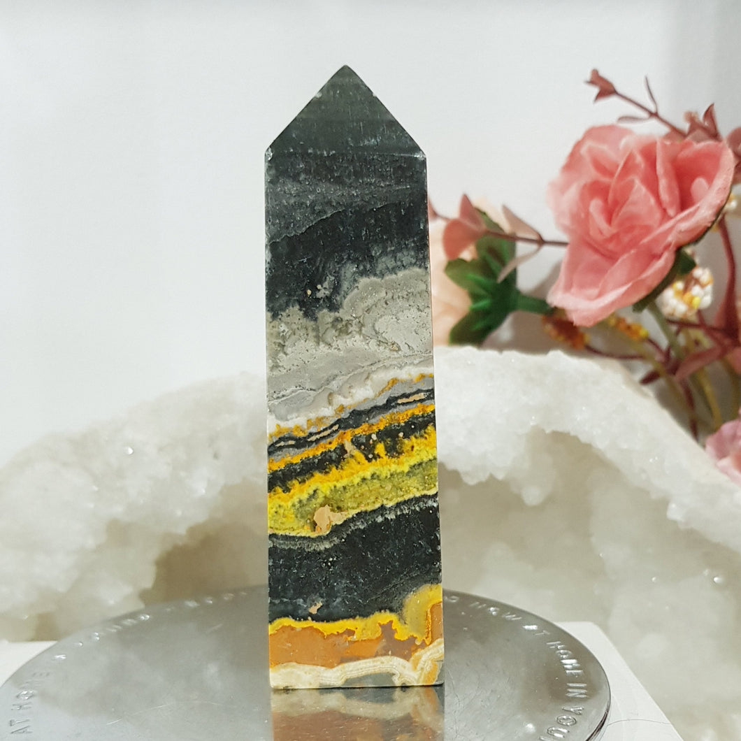 Bumblebee Jasper Crystal Obelisk Tower 90mm 1