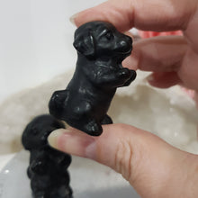 Load image into Gallery viewer, Dog Begging Puppy Black Obsidian Crystal Carving 40mm
