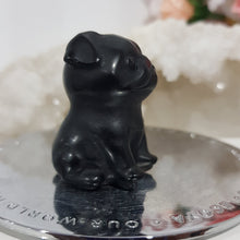 Load image into Gallery viewer, Dog Pug Black Obsidian Crystal Carving 40mm
