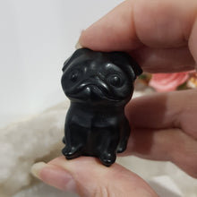 Load image into Gallery viewer, Dog Pug Black Obsidian Crystal Carving 40mm
