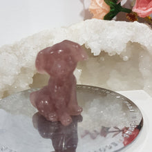 Load image into Gallery viewer, Dog Happy Puppy Strawberry Quartz Crystal Carving 40mm
