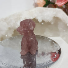 Load image into Gallery viewer, Dog Happy Puppy Strawberry Quartz Crystal Carving 40mm
