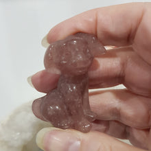 Load image into Gallery viewer, Dog Happy Puppy Strawberry Quartz Crystal Carving 40mm
