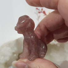 Load image into Gallery viewer, Dog Happy Puppy Strawberry Quartz Crystal Carving 40mm
