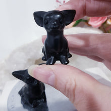 Load image into Gallery viewer, Dog Chihuahua Black Obsidian Crystal Carving 40mm
