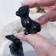 Load image into Gallery viewer, Dog Chihuahua Black Obsidian Crystal Carving 40mm
