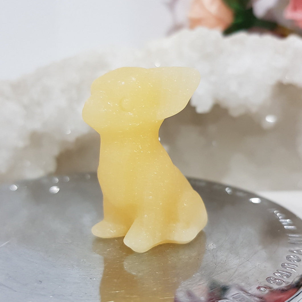 Dog Chihuahua Orange Calcite Crystal Carving 40mm