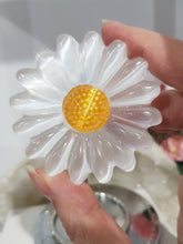 Load image into Gallery viewer, Daisy Selenite Crystal Carving on Stand Stone 130mm 2 flower
