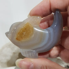 Load image into Gallery viewer, DOLPHIN Druzy Agate Crystal Carving Stone 50mm 3
