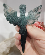 Load image into Gallery viewer, DAGGER WITH ANGEL WINGS Moss Agate Crystal Carving Stone 110mm 1
