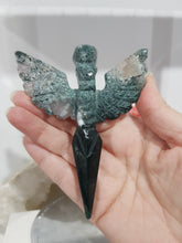 Load image into Gallery viewer, DAGGER WITH ANGEL WINGS Moss Agate Crystal Carving Stone 110mm 1
