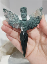 Load image into Gallery viewer, DAGGER WITH ANGEL WINGS Moss Agate Crystal Carving Stone 110mm 1
