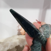 Load image into Gallery viewer, DAGGER WITH ANGEL WINGS Moss Agate Crystal Carving Stone 110mm 1
