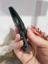 Load image into Gallery viewer, DAGGER WITH ANGEL WINGS Moss Agate Crystal Carving Stone 110mm 1
