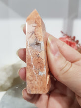 Load image into Gallery viewer, Pink Agate Natural Crystal Point Obelisk Tower Stone 78mm 4
