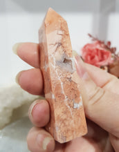 Load image into Gallery viewer, Pink Agate Natural Crystal Point Obelisk Tower Stone 78mm 4
