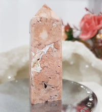 Load image into Gallery viewer, Pink Agate Natural Crystal Point Obelisk Tower Stone 70mm 7
