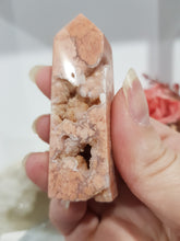 Load image into Gallery viewer, Pink Agate Natural Crystal Point Obelisk Tower Stone 70mm 7
