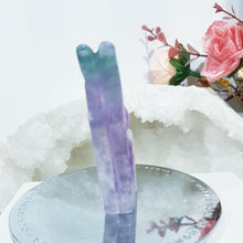 Load image into Gallery viewer, Fairy Fluorite Crystal Carving Stone 70mm 2 ON A SLIGHT LEAN DISCOUNTED
