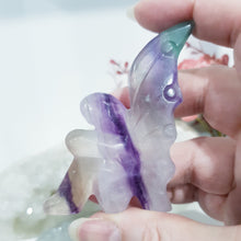 Load image into Gallery viewer, Fairy Fluorite Crystal Carving Stone 70mm 2 ON A SLIGHT LEAN DISCOUNTED
