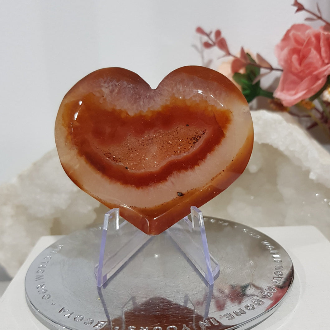 Carnelian Crystal Heart Carving Stone 68mm GORGEOUS 11