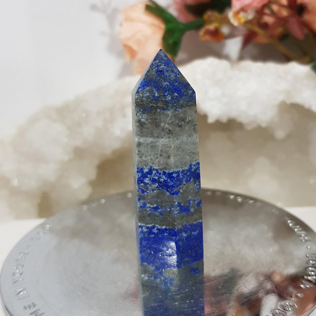 Lapis Lazuli with Pyrite Sparkles Crystal Point tower Stone 60mm 6