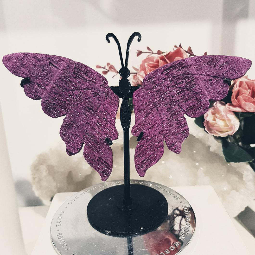 Butterfly Wings on Stand Ruby Crystal carving gemstone stone 120mm 3