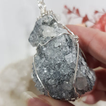 Load image into Gallery viewer, DIVINE GUIDANCE - CONNECTION / BALANCE / SPIRITUALITY - Apophyllite Raw Specimen Silver Wired Crystal Energy Enhancer© / Hanger / Ornament / Sun Catcher 200mm EE61

