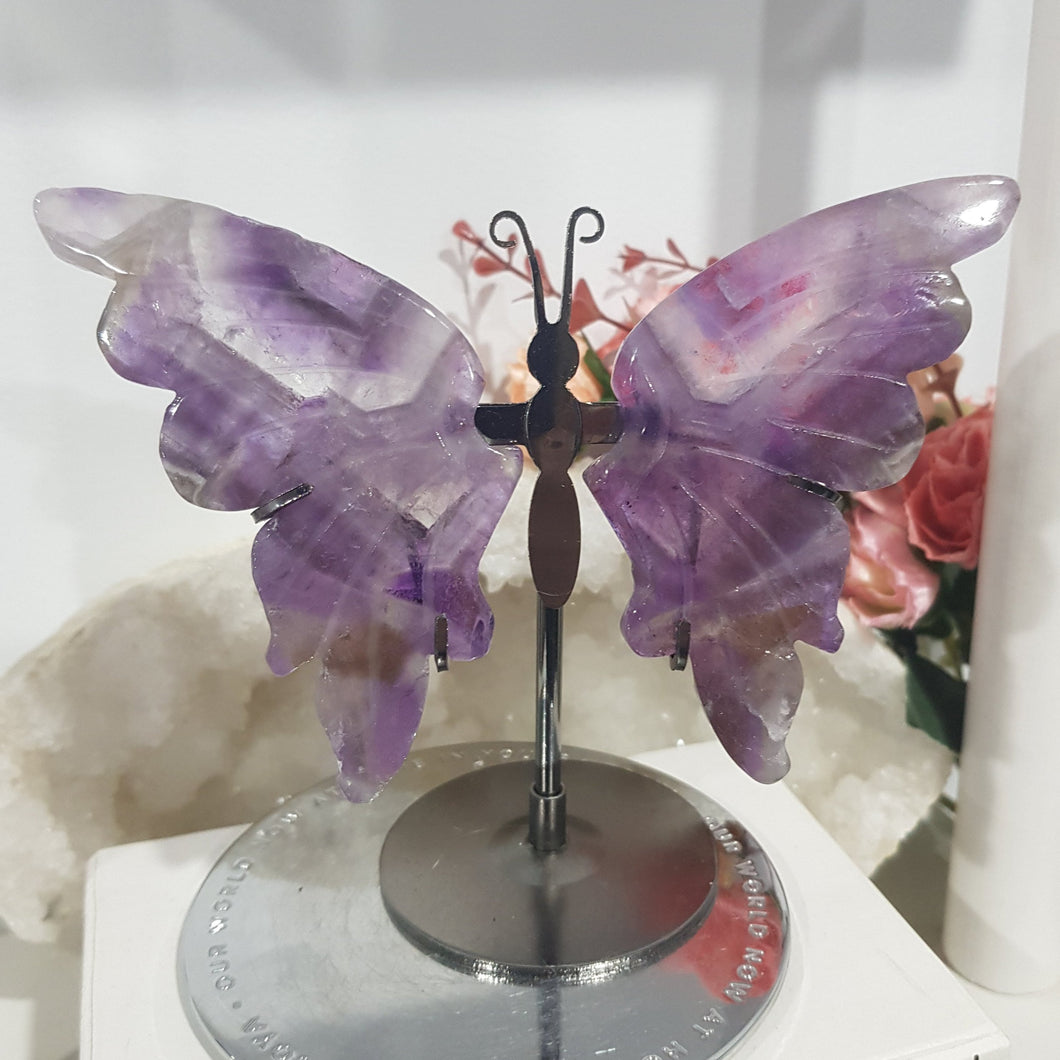 Butterfly Wings on Stand Amethyst Crystal carving gemstone stone 120mm 2