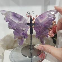 Load image into Gallery viewer, Butterfly Wings on Stand Amethyst Crystal carving gemstone stone 120mm 2
