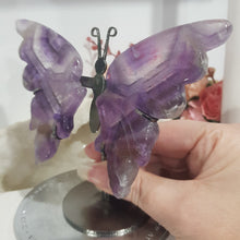 Load image into Gallery viewer, Butterfly Wings on Stand Amethyst Crystal carving gemstone stone 120mm 2
