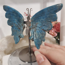 Load image into Gallery viewer, Butterfly Wings on Stand Apatite Crystal carving gemstone stone 120mm 4
