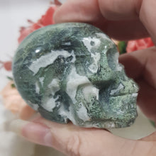 Load image into Gallery viewer, Skull Moss Agate Crystal Carving Stone 60mm 9
