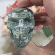 Load image into Gallery viewer, Skull Moss Agate Crystal Carving Stone 60mm 9
