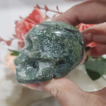 Load image into Gallery viewer, Skull Moss Agate Crystal Carving Stone 60mm 9
