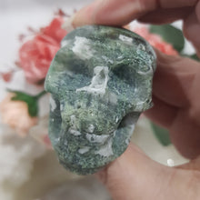 Load image into Gallery viewer, Skull Moss Agate Crystal Carving Stone 60mm 9
