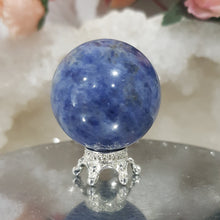 Load image into Gallery viewer, Sodalite Sphere Crystal Carving on Silver Stand 30mm 10
