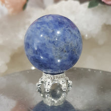 Load image into Gallery viewer, Sodalite Sphere Crystal Carving on Silver Stand 30mm 10
