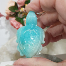 Load image into Gallery viewer, TURTLE Amazonite Crystal Carving Stone 60mm 2 GREAT SHINE!
