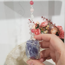 Load image into Gallery viewer, EMPATHY / LOVE / SPIRITUALITY - Unicorn Stone Crystal Freeform Silver Wired Energy Enhancer / Hanger / Sun Catcher / Ornament 200mm EE55
