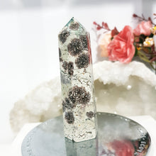 Load image into Gallery viewer, Green Flower Jasper Crystal Point Tower Stone 85mm 6
